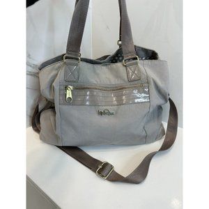 Kipling Kellyn Nylon Large Handbag Tote Grey Travel Neutral Light Weight